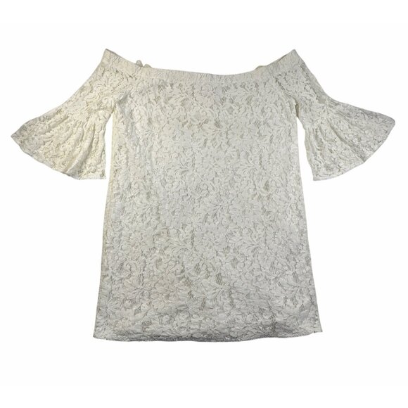 Eye Of The Neddle Womens Off Shoulder Dress Ivory Sz M/L Feminine Whismsical - Picture 4 of 16